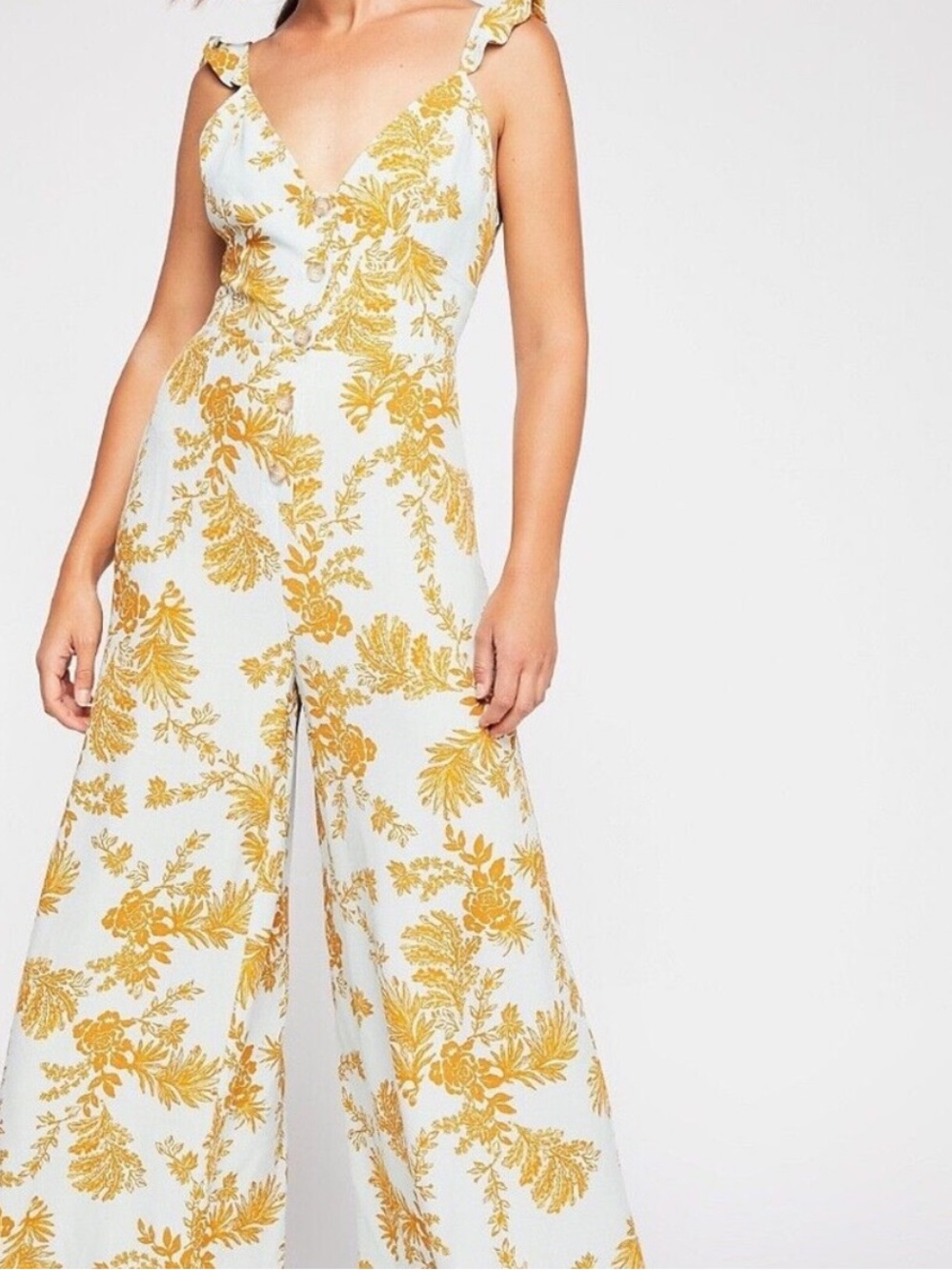 Free People Be The One Boho Floral Print Wide Leg Jumpsuit - Picture 4 of 11